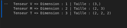 Dimension et taille d'un tenseur